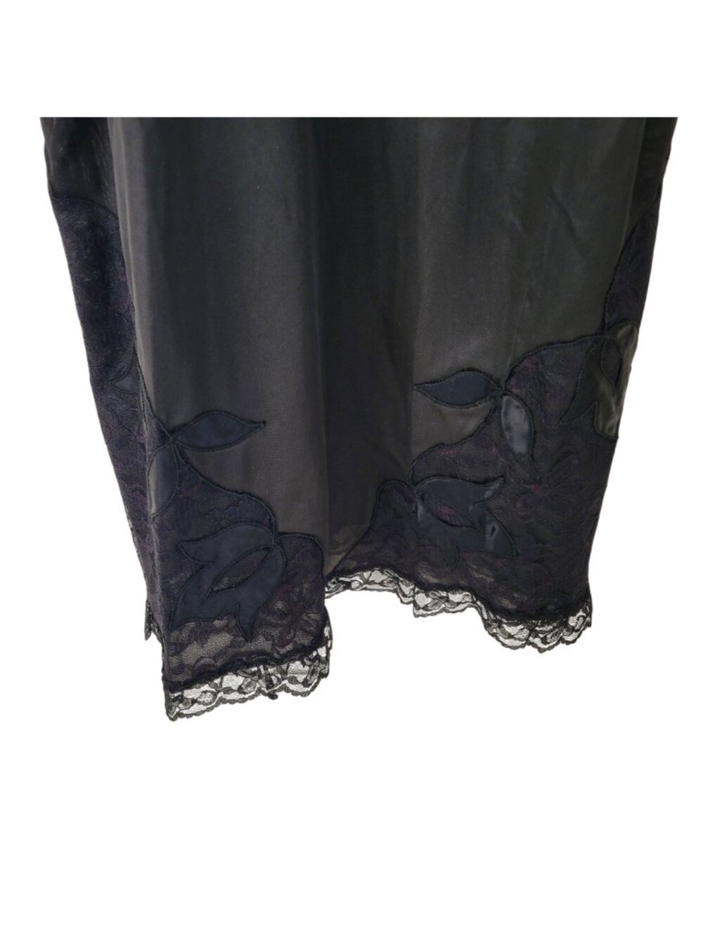 Vintage Black Lace Trim Nylon Slip Dress With Adjustable Straps Size 36 - Picture 3 of 5